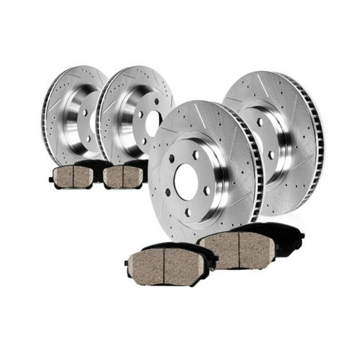 [BR07172*2-73*2-30-31-ZZ14*14*8-ZZ14*14*8] 2010-2015 Chevy Camaro Front Rear Drilled And Slotted Brake Rotors Included Ceramic Pads